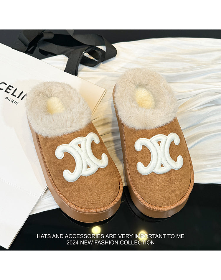 【shoes】2色厚底ファースリッパG24386