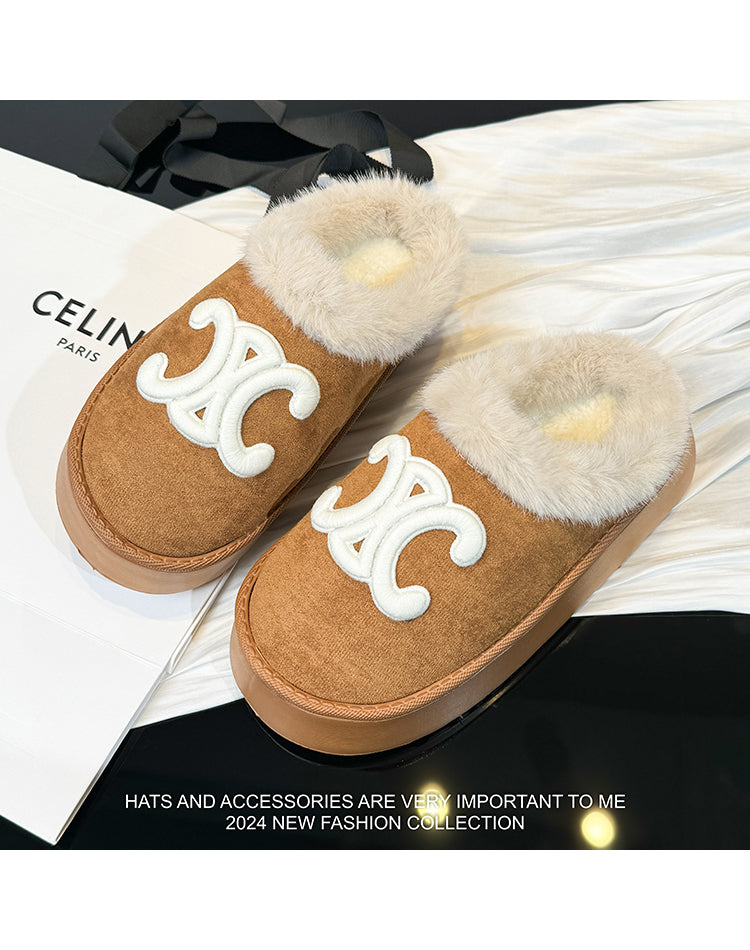 【shoes】2色厚底ファースリッパG24386