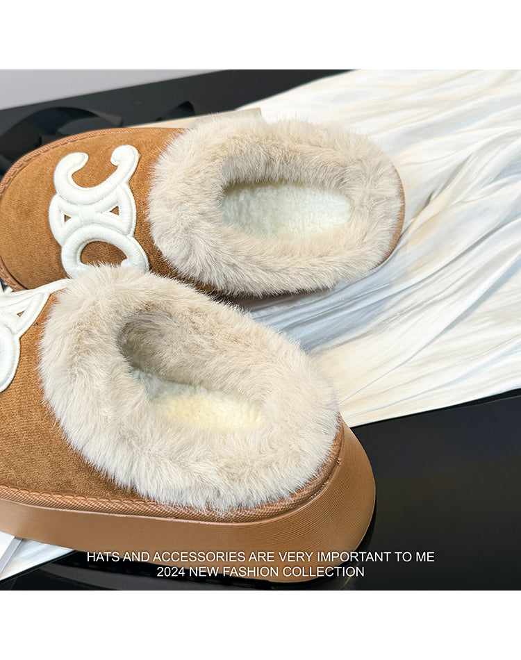 【shoes】2色厚底ファースリッパG24386