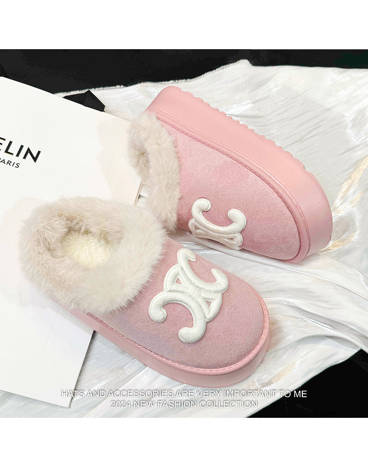 【shoes】2色厚底ファースリッパG24386