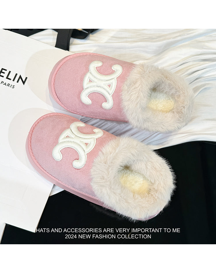 【shoes】2色厚底ファースリッパG24386