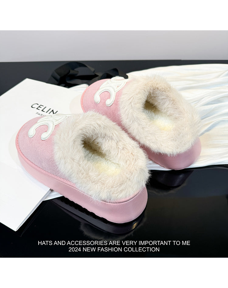 【shoes】2色厚底ファースリッパG24386