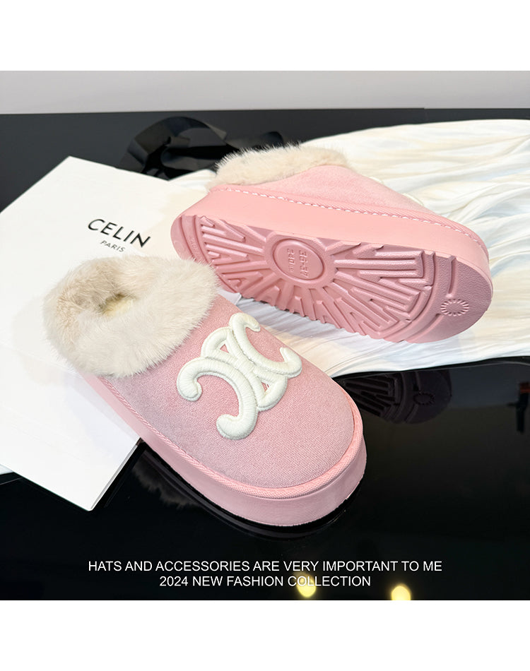 【shoes】2色厚底ファースリッパG24386