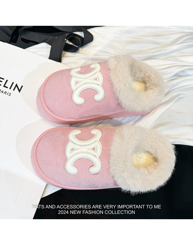 【shoes】2色厚底ファースリッパG24386