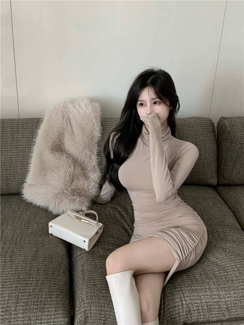 【dress】ハイネック長袖タイトワンピースG24392