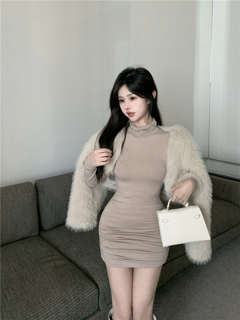 【dress】ハイネック長袖タイトワンピースG24392