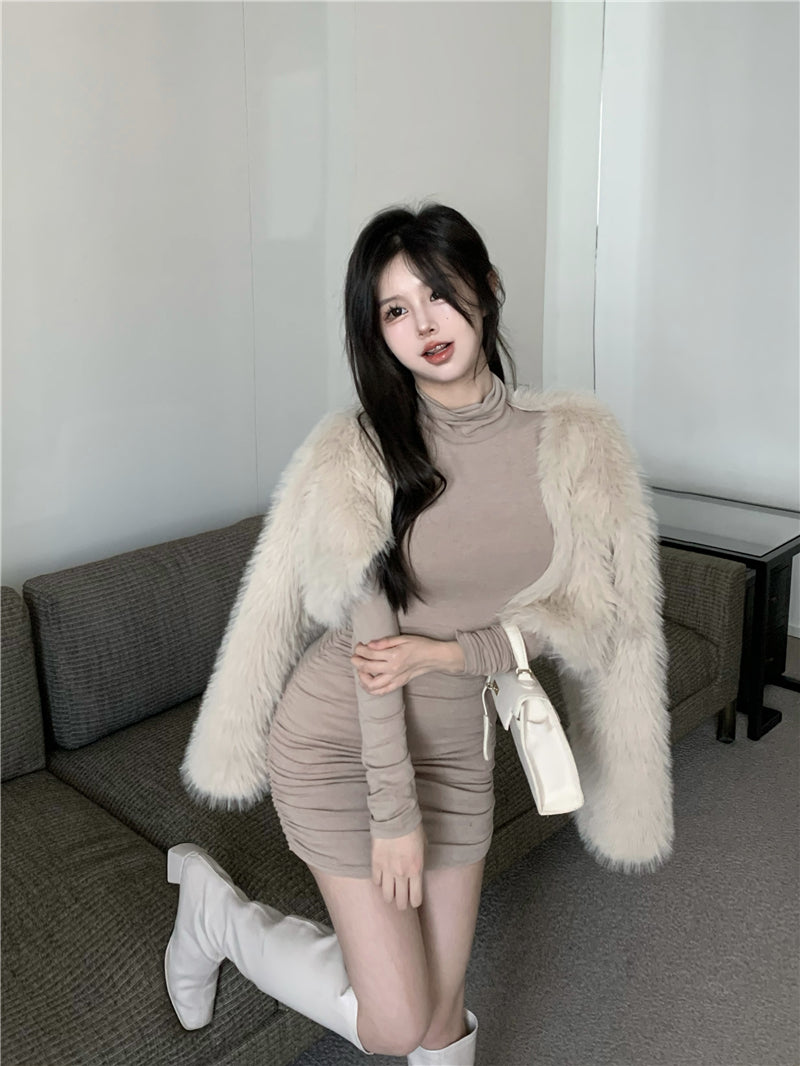 【dress】ハイネック長袖タイトワンピースG24392