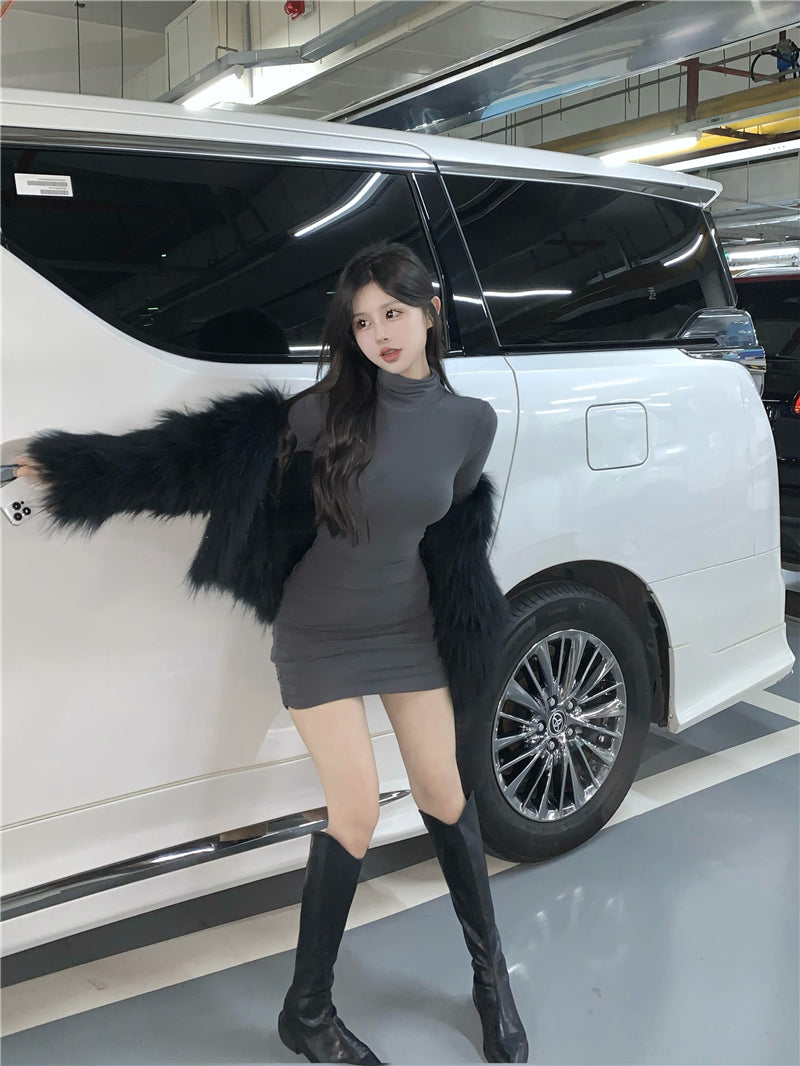 【dress】ハイネック長袖タイトワンピースG24392