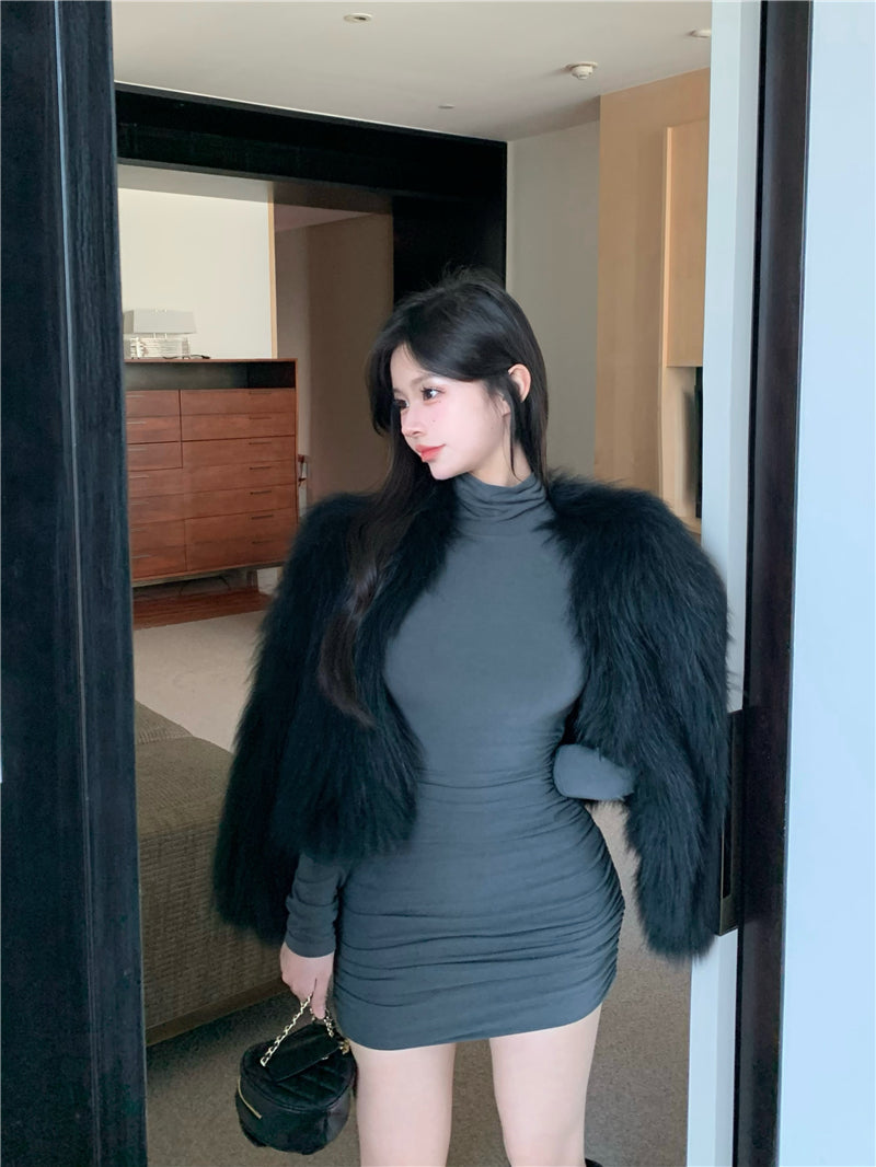 【dress】ハイネック長袖タイトワンピースG24392