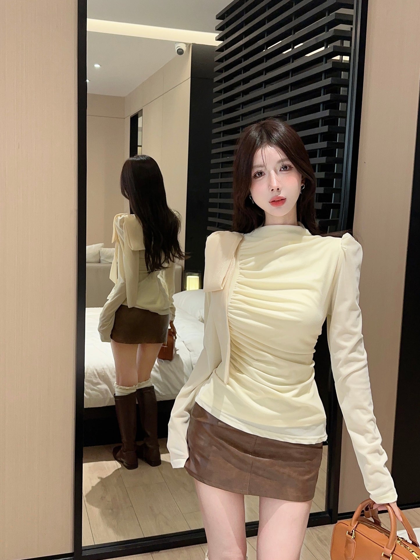 【tops】長袖ギャザーブラウスG24395