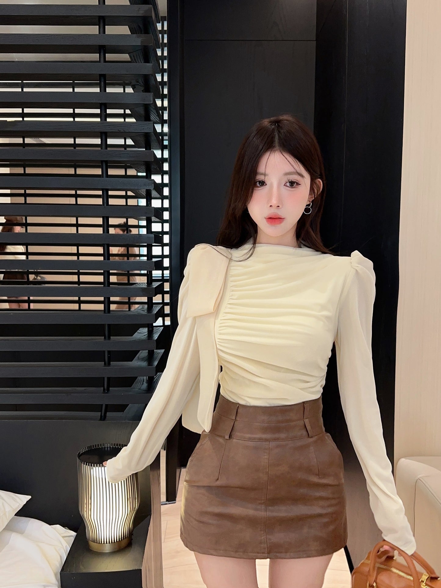 【tops】長袖ギャザーブラウスG24395