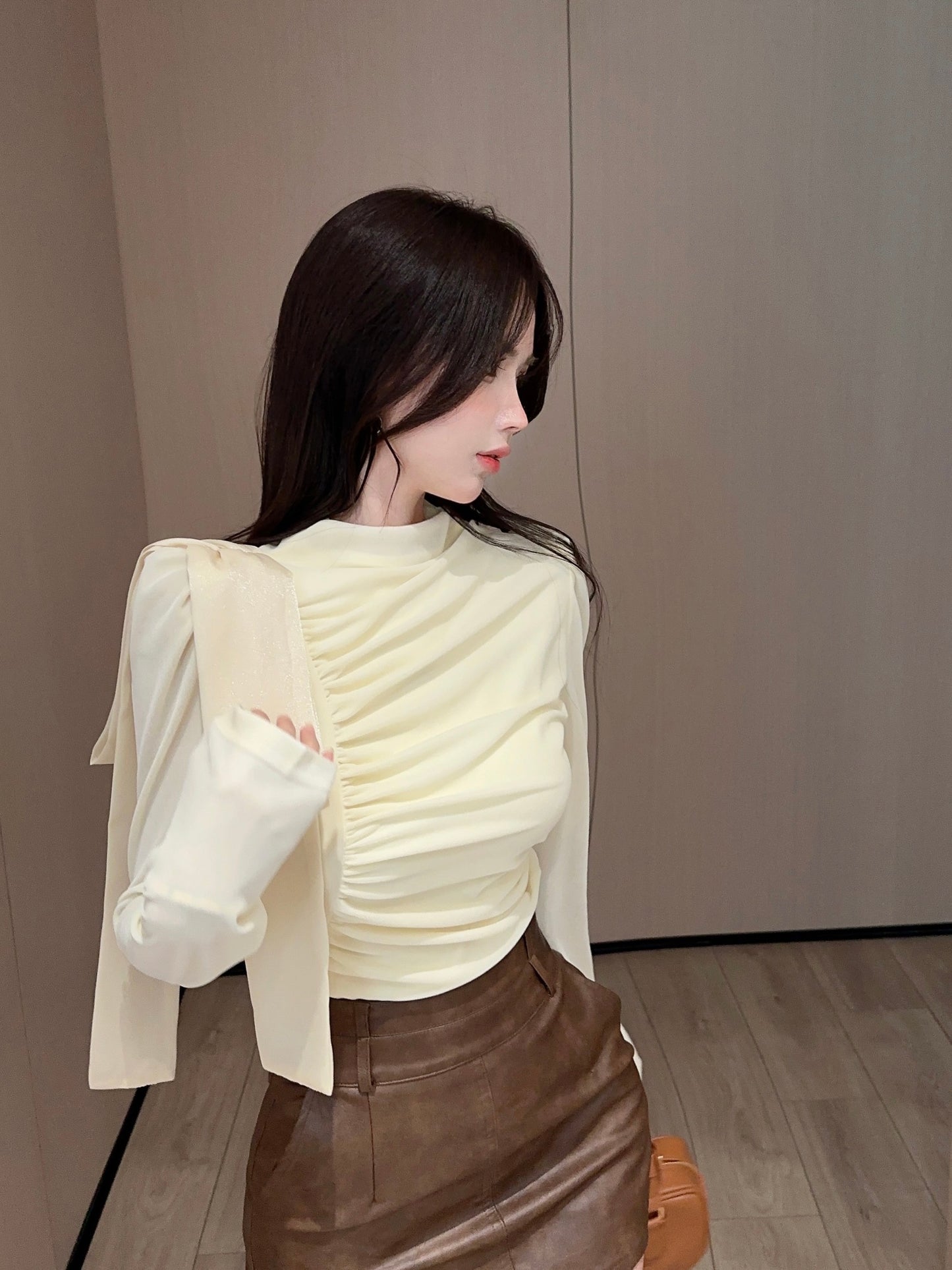 【tops】長袖ギャザーブラウスG24395