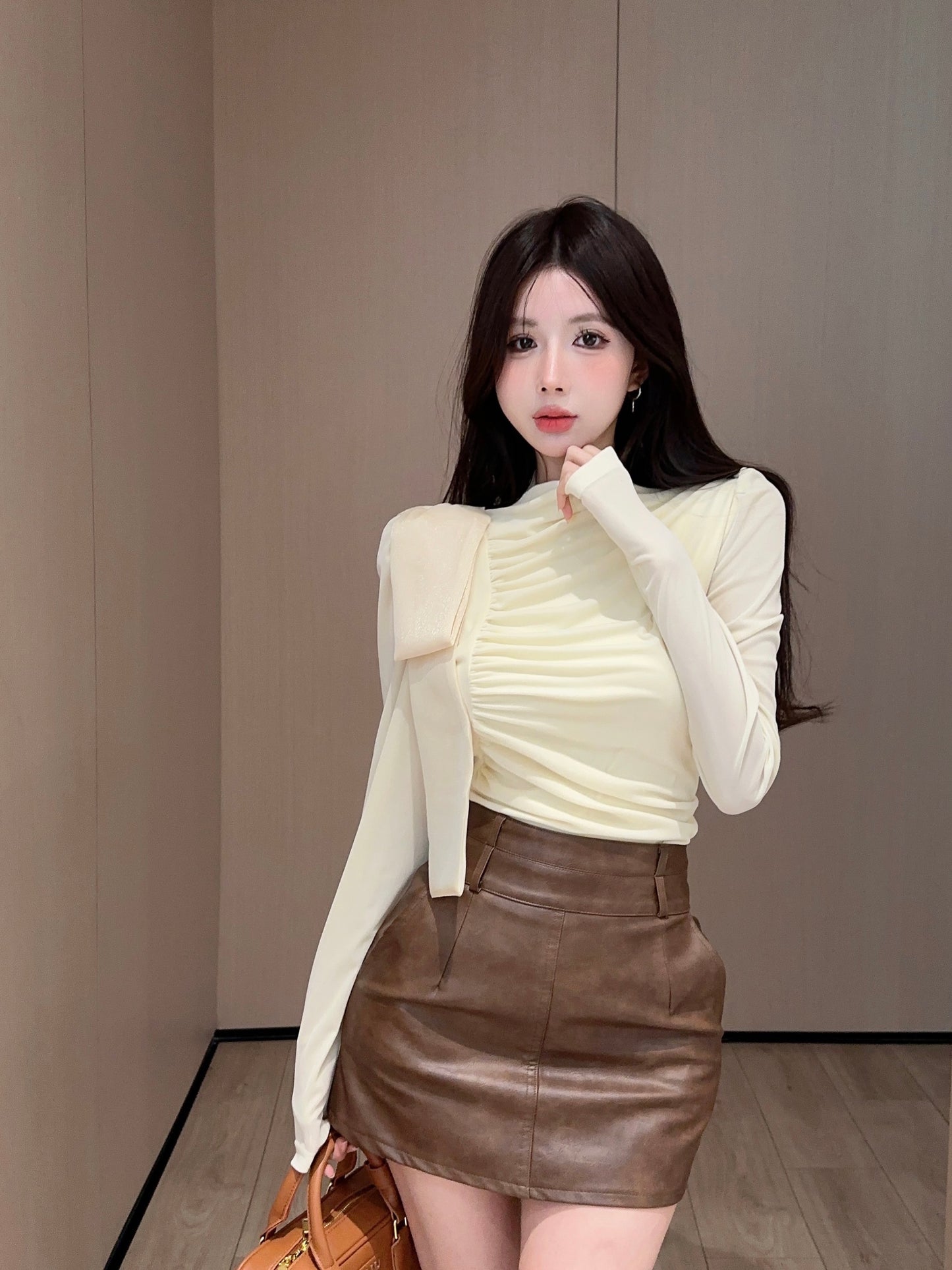 【tops】長袖ギャザーブラウスG24395