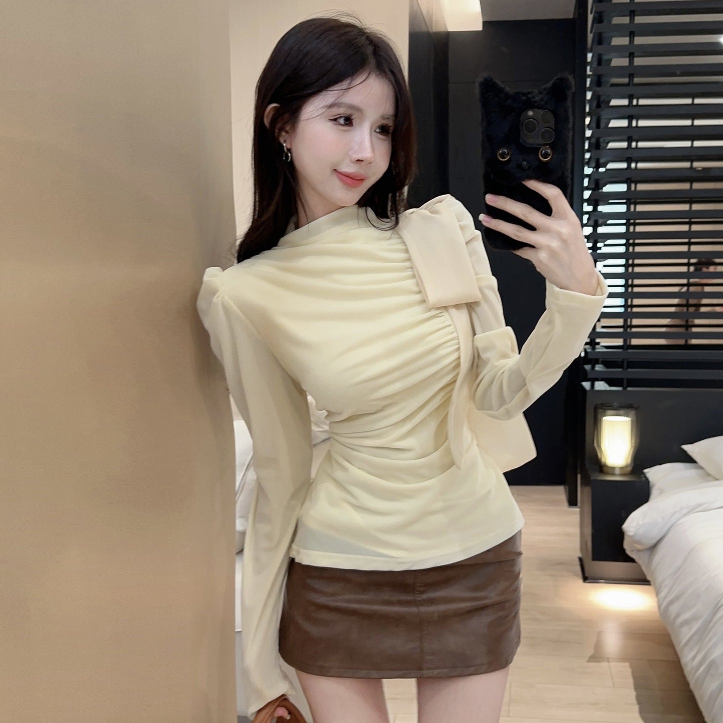 【tops】長袖ギャザーブラウスG24395