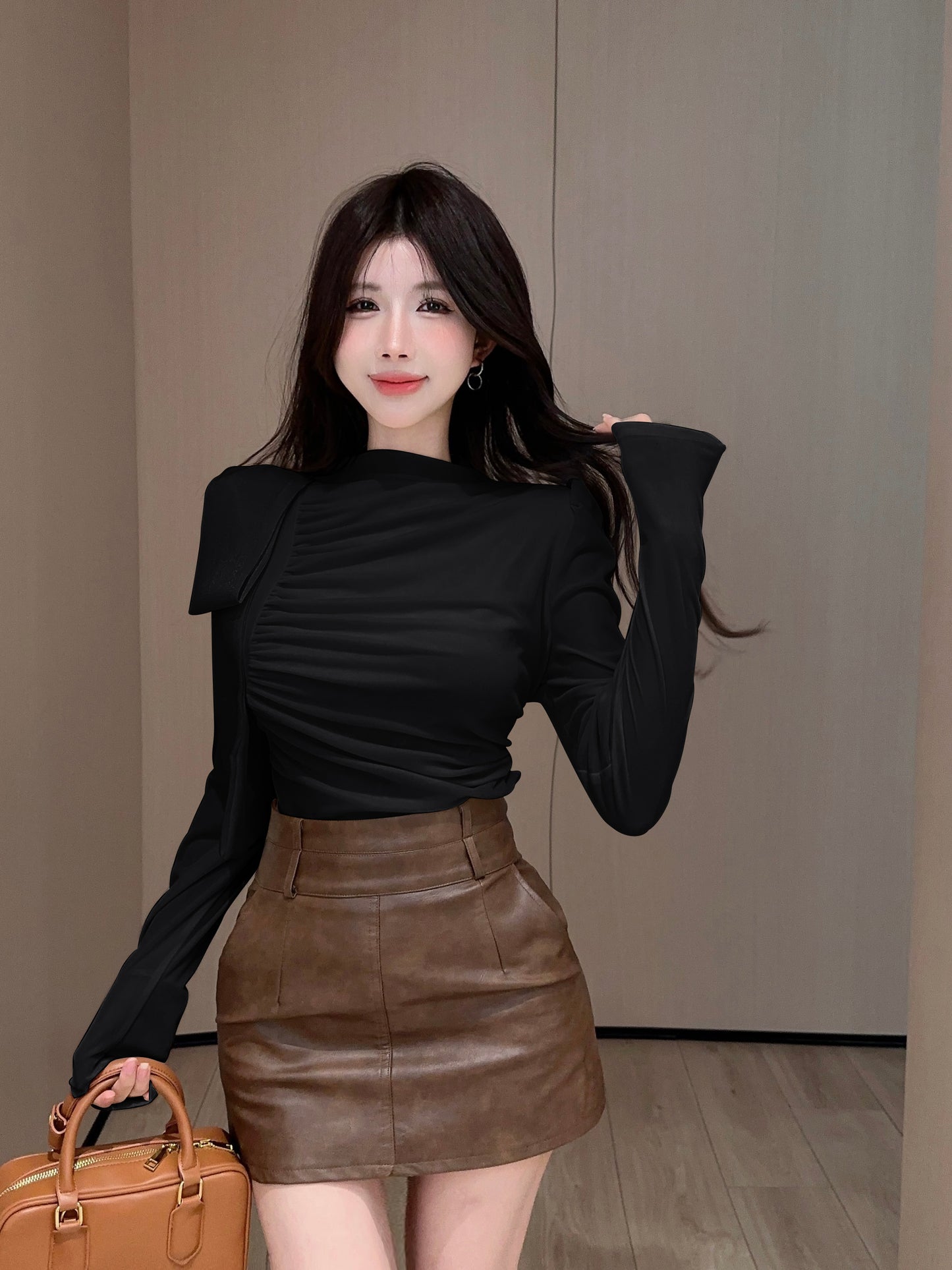 【tops】長袖ギャザーブラウスG24395