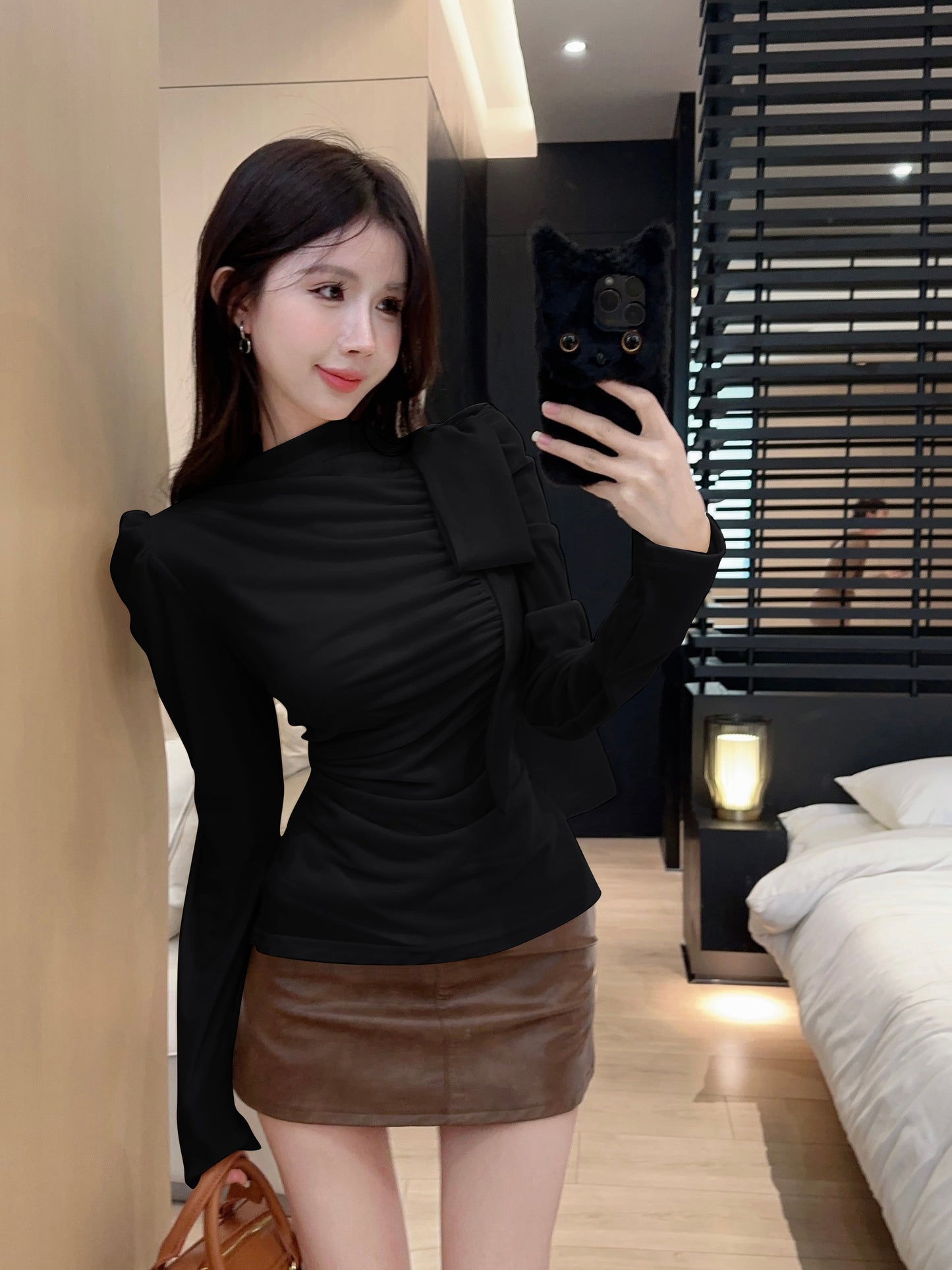 【tops】長袖ギャザーブラウスG24395