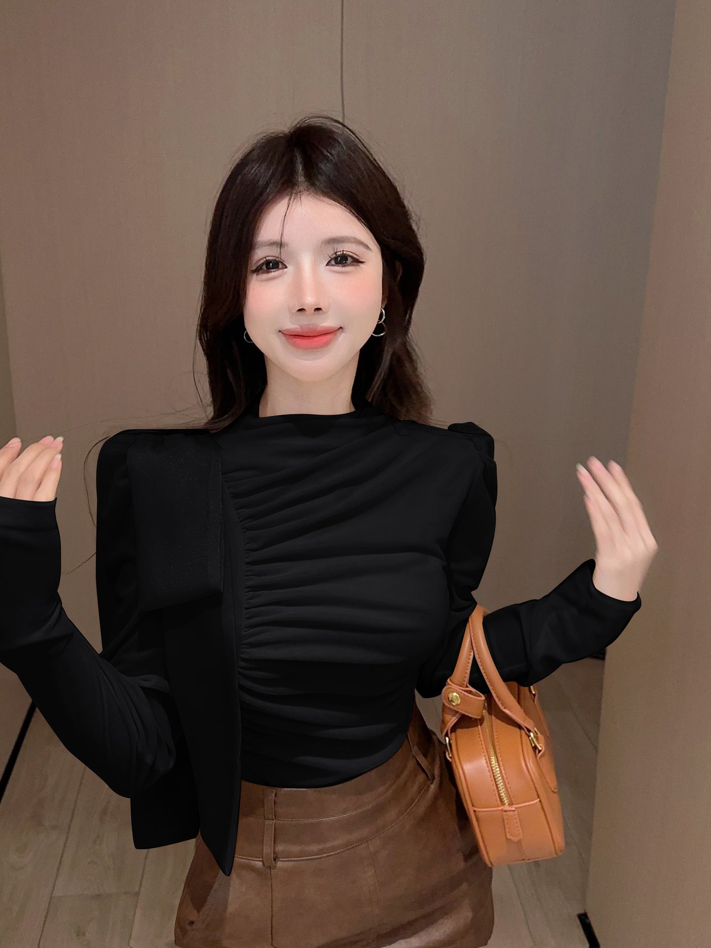 【tops】長袖ギャザーブラウスG24395