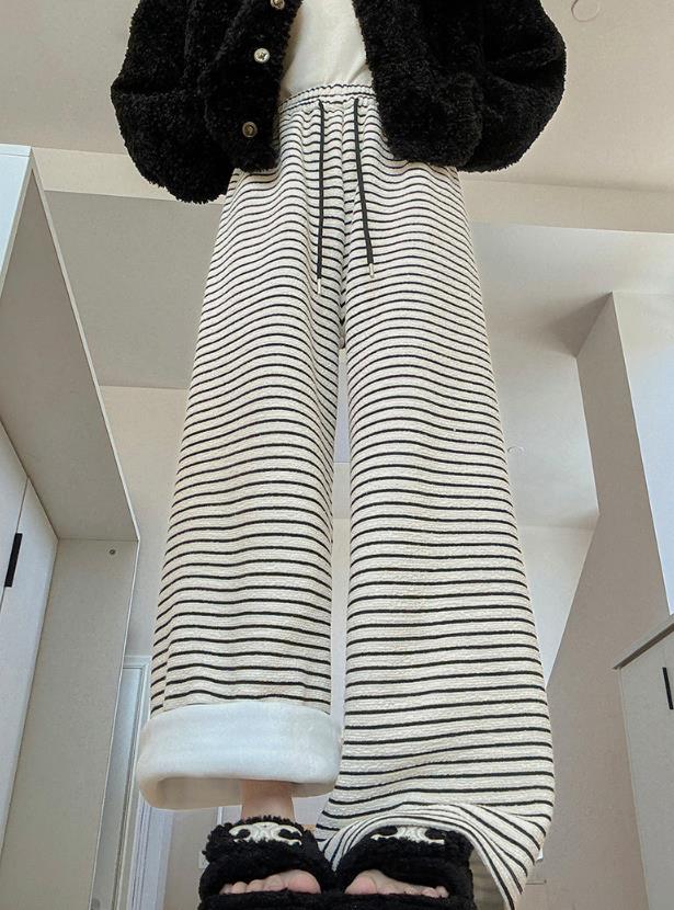 【bottoms】ボーダー柄ガウチョパンツF8398