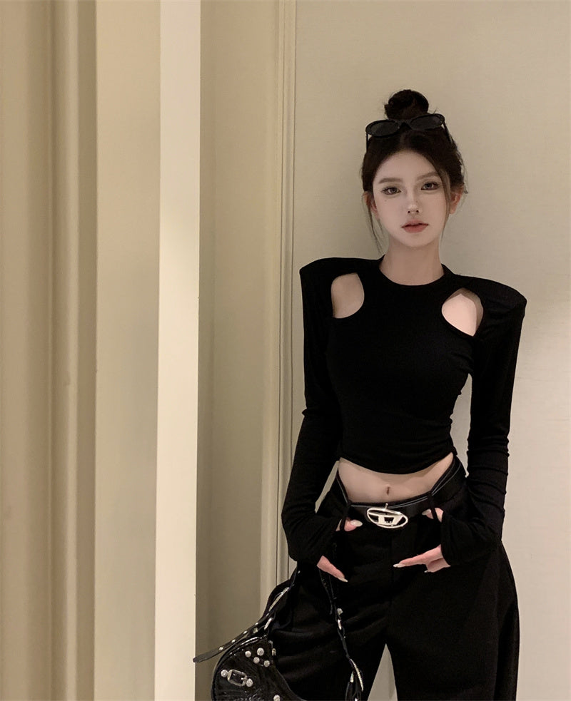 【tops】長袖透かし彫りTシャツG24403