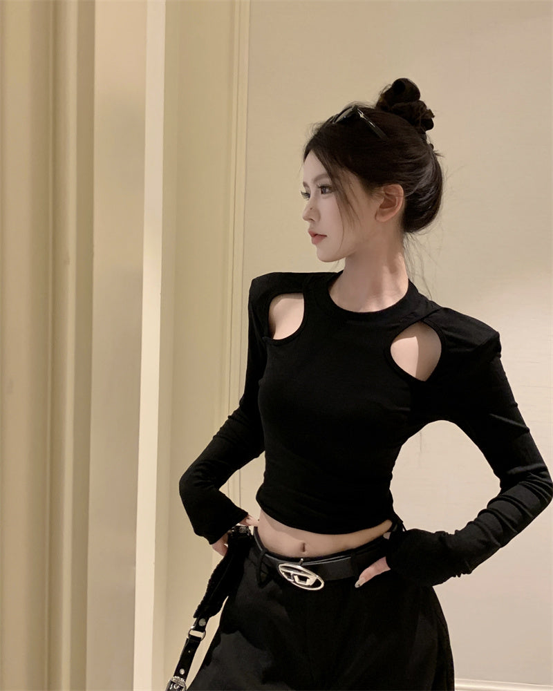 【tops】長袖透かし彫りTシャツG24403