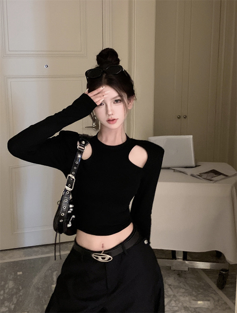 【tops】長袖透かし彫りTシャツG24403