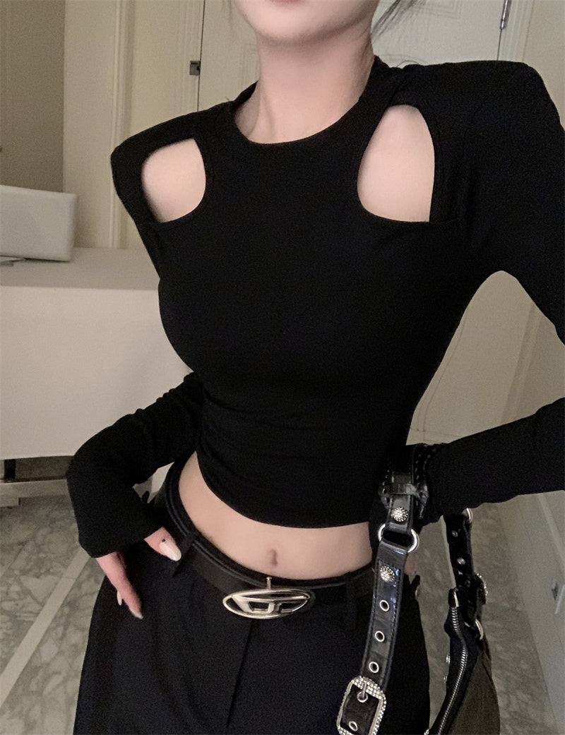 【tops】長袖透かし彫りTシャツG24403