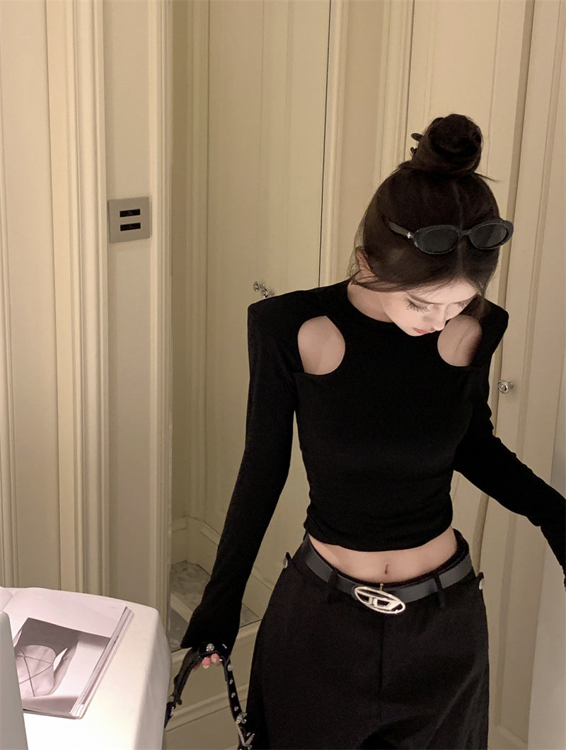 【tops】長袖透かし彫りTシャツG24403