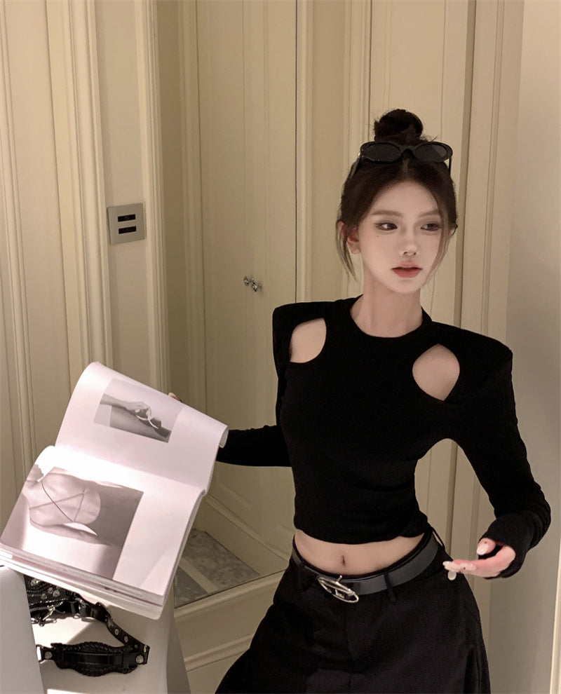 【tops】長袖透かし彫りTシャツG24403