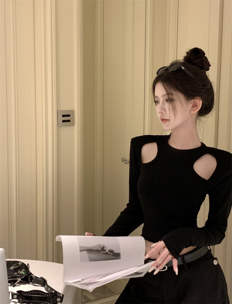 【tops】長袖透かし彫りTシャツG24403