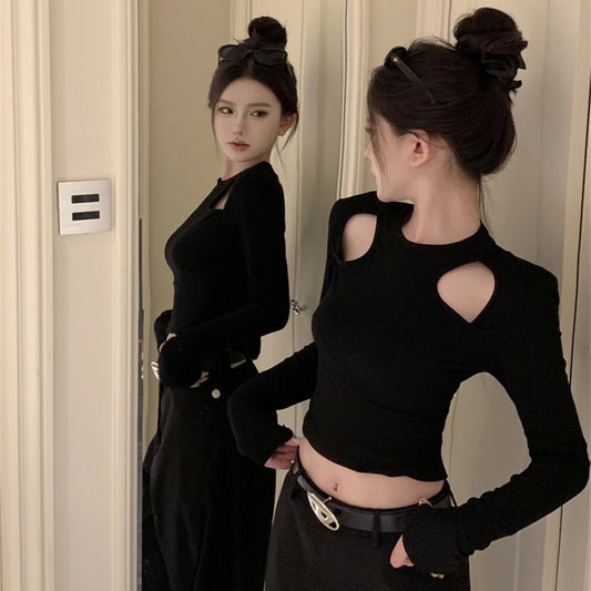 【tops】長袖透かし彫りTシャツG24403