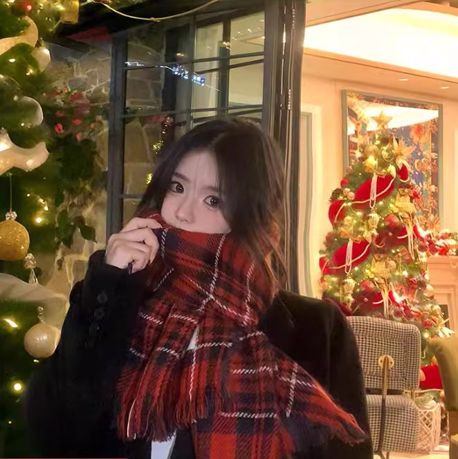 【小物】クリスマスチェック柄スカーフG24405