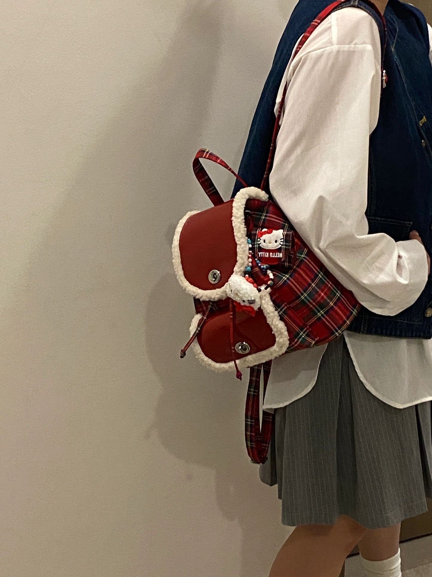 【小物】クリスマスラムズウールリュックバックG24422