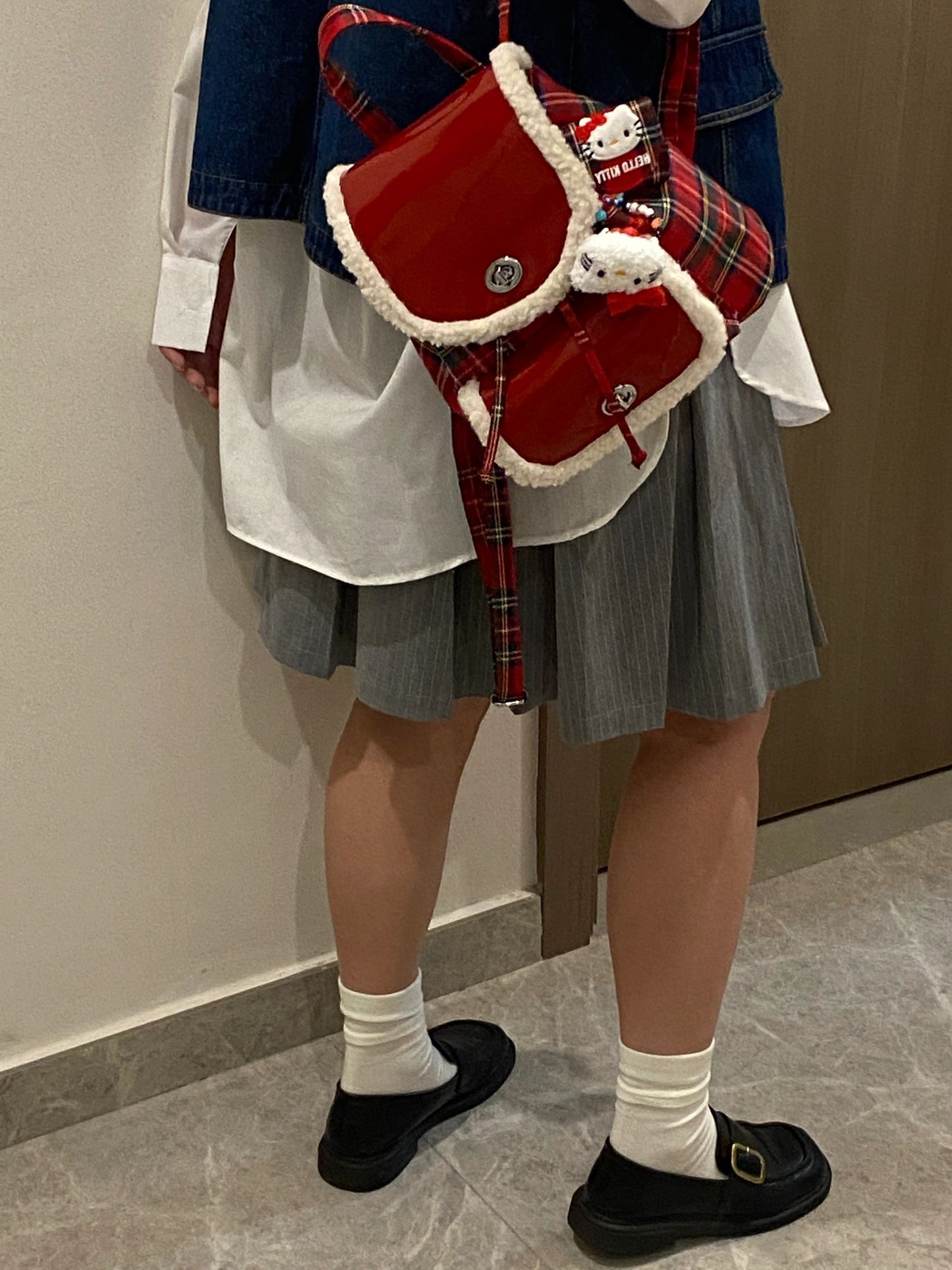 【小物】クリスマスラムズウールリュックバックG24422