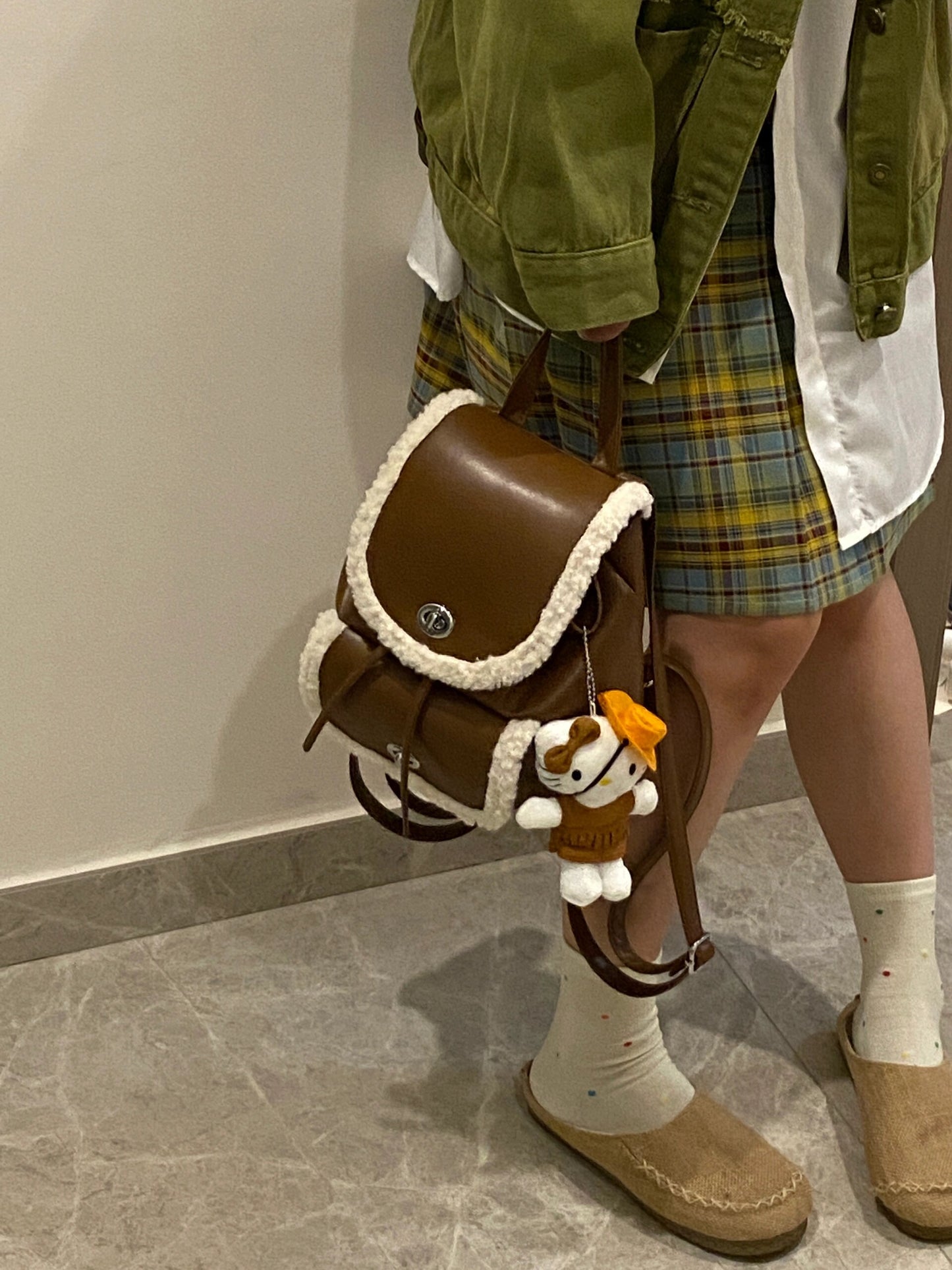 【小物】クリスマスラムズウールリュックバックG24422