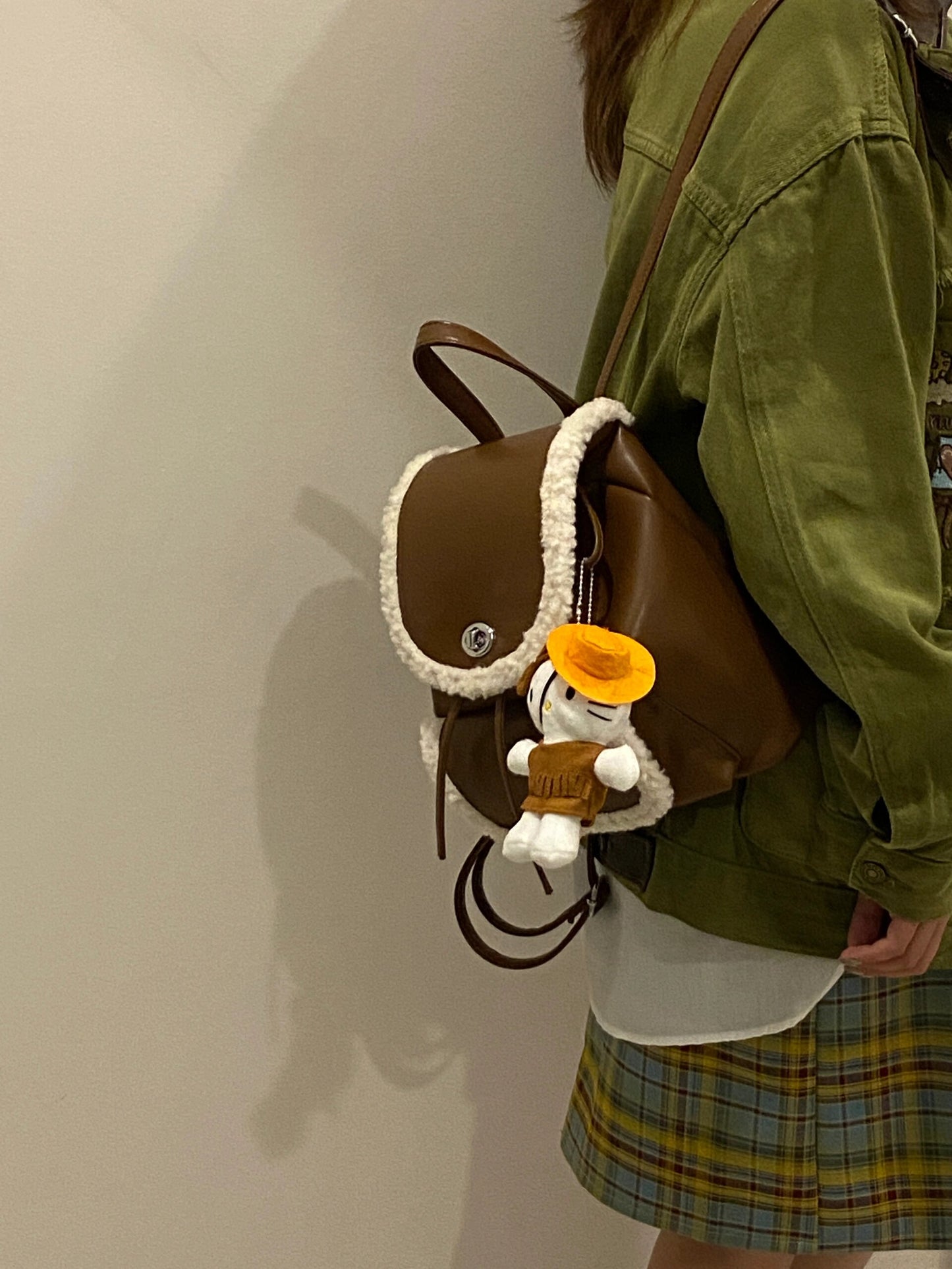 【小物】クリスマスラムズウールリュックバックG24422