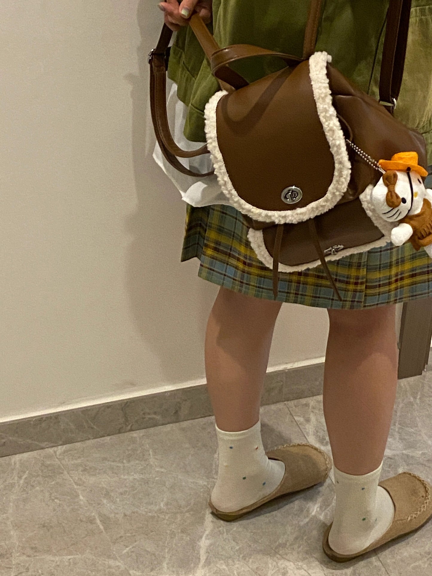 【小物】クリスマスラムズウールリュックバックG24422