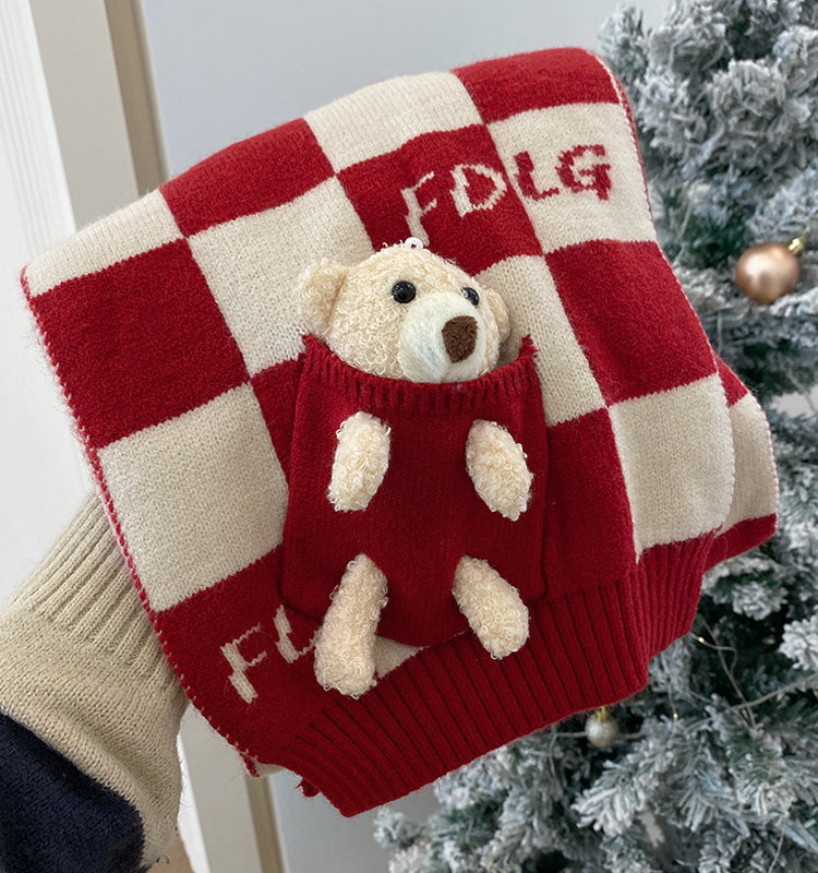 【小物】クリスマスチェック柄スカーフG24423