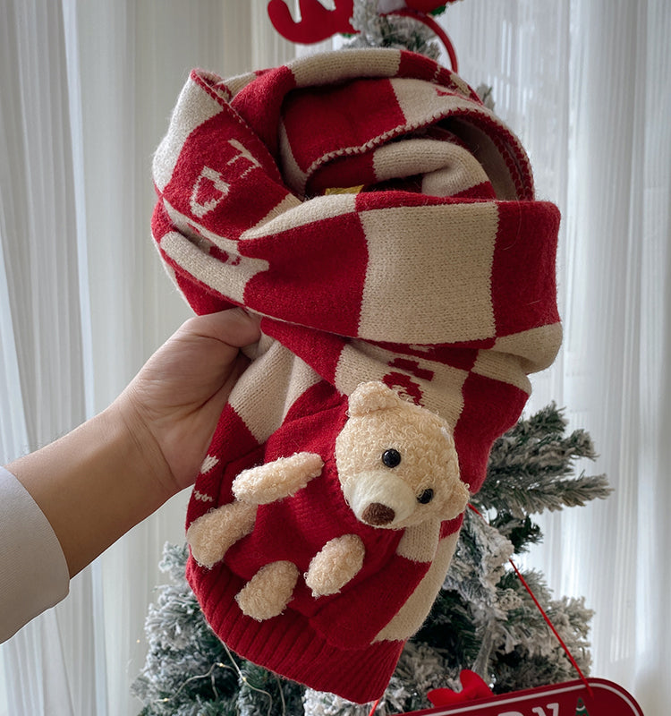 【小物】クリスマスチェック柄スカーフG24423