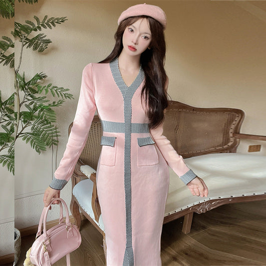 【dress】VネックニットワンピースG24431