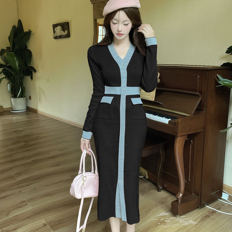 【dress】VネックニットワンピースG24431