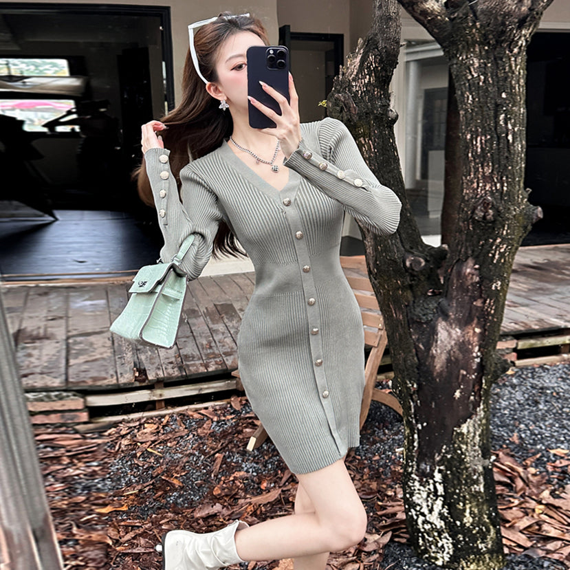 【dress】長袖タイトニットワンピースG24432