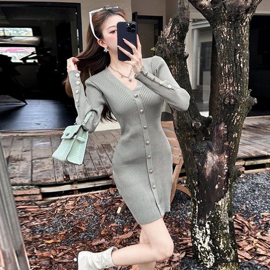 【dress】長袖タイトニットワンピースG24432