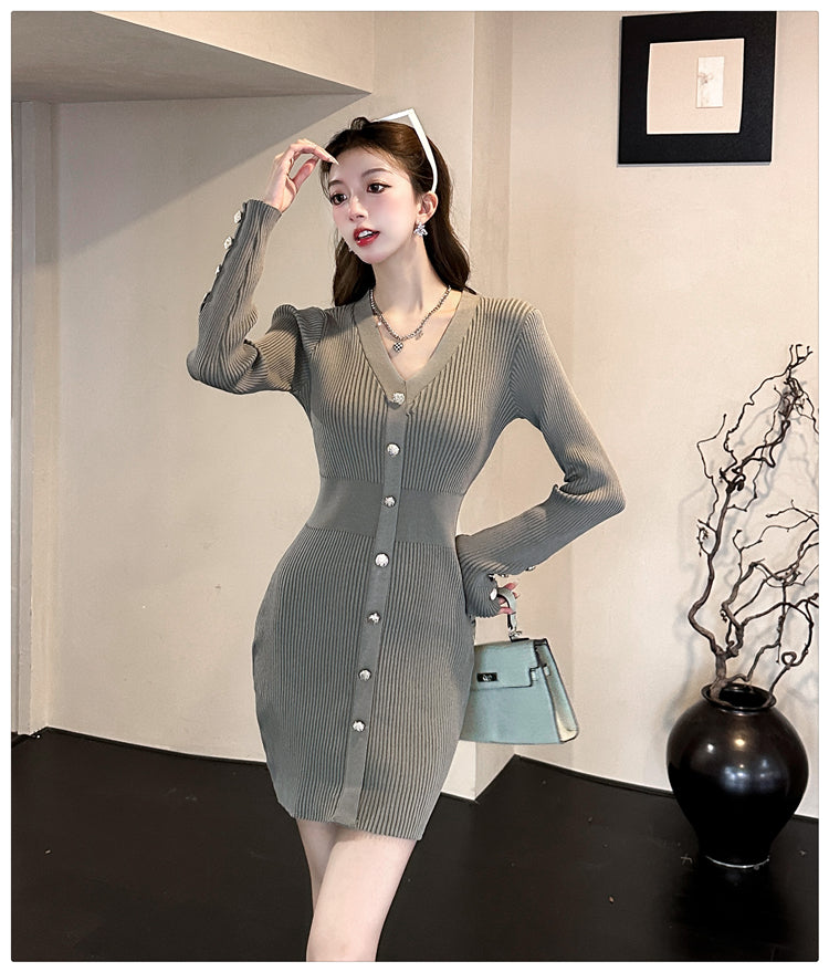 【dress】長袖タイトニットワンピースG24432