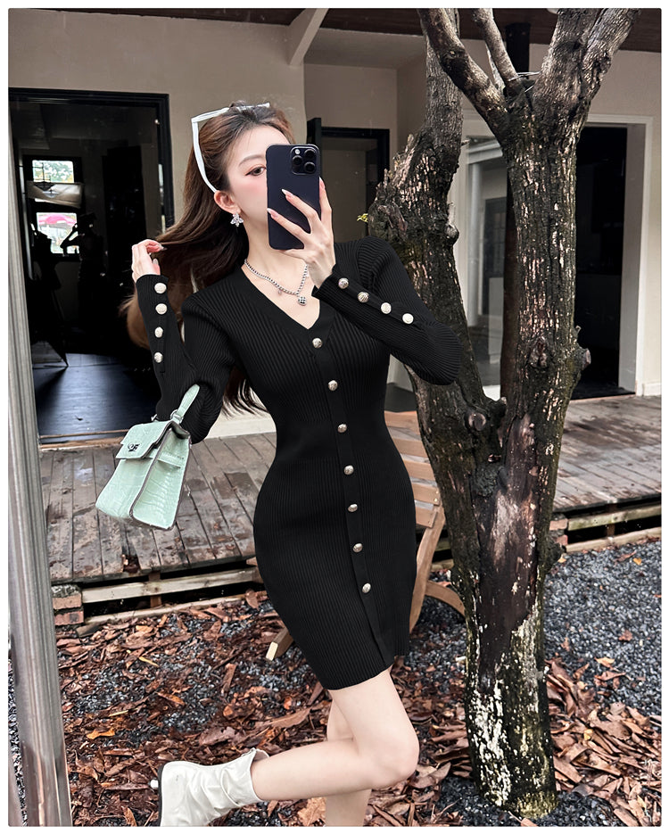 【dress】長袖タイトニットワンピースG24432