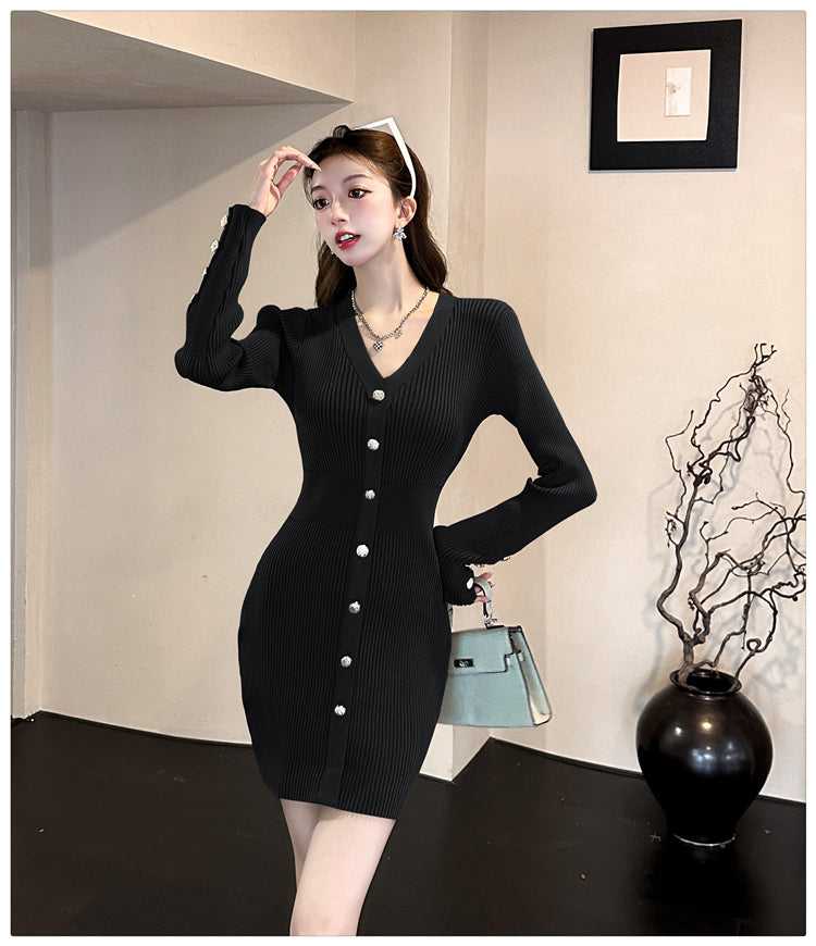 【dress】長袖タイトニットワンピースG24432