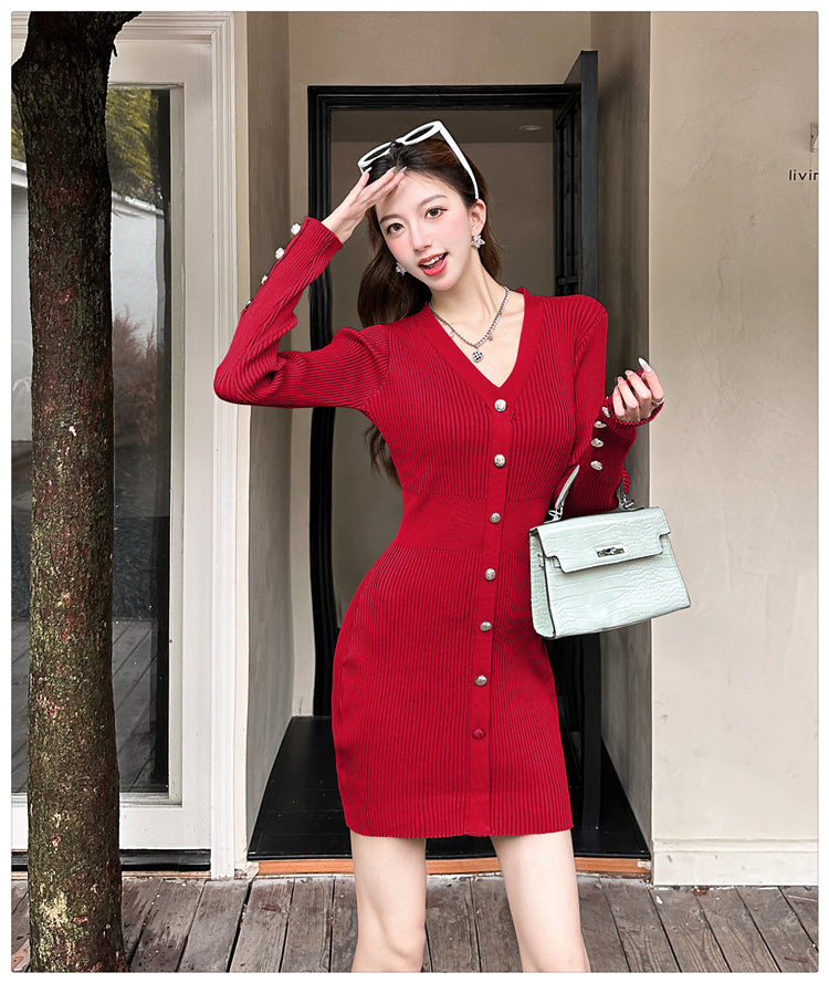 【dress】長袖タイトニットワンピースG24432