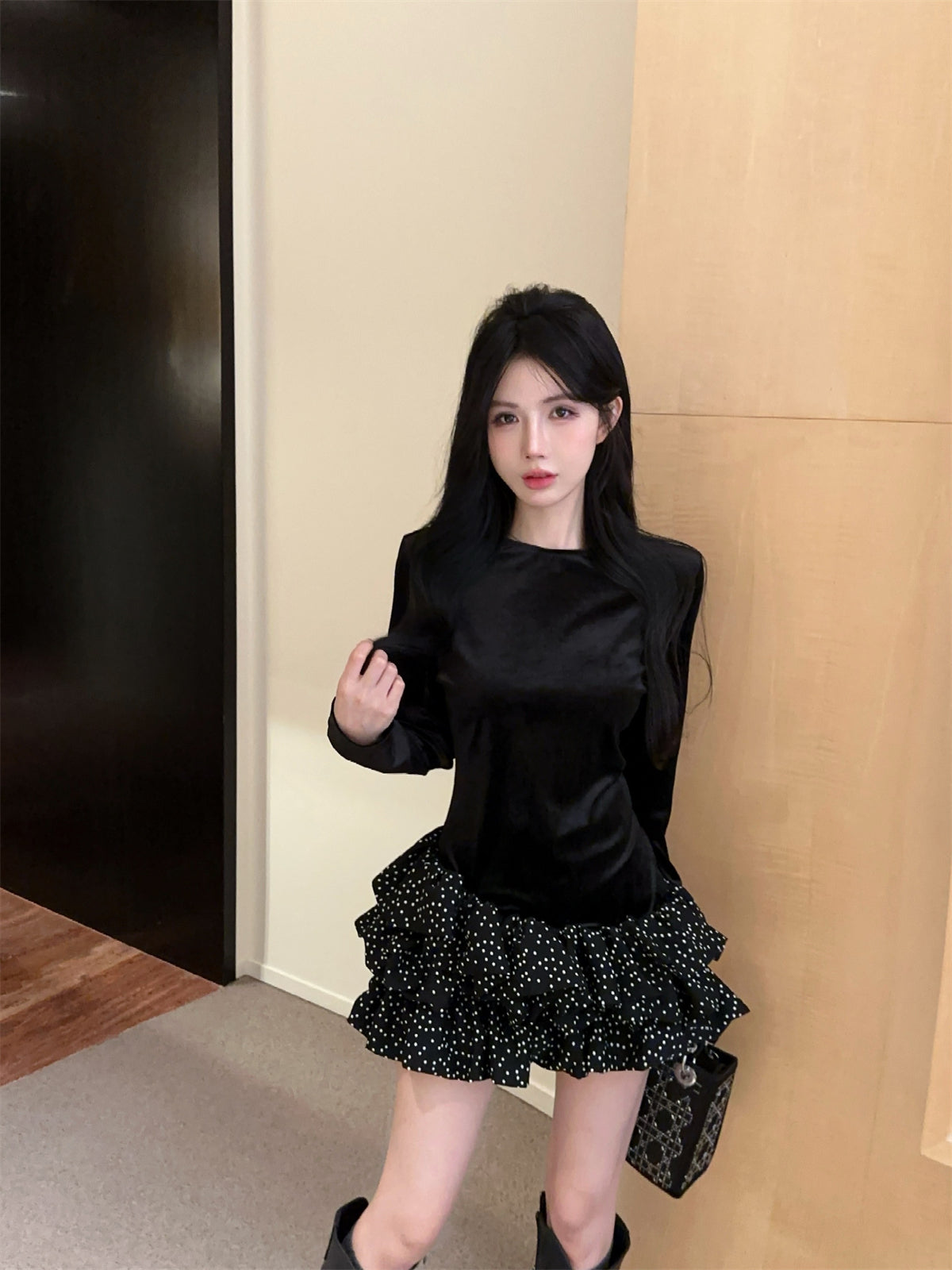 【dress】フランス風切り替えフリルワンピースG24434