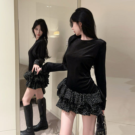 【dress】フランス風切り替えフリルワンピースG24434