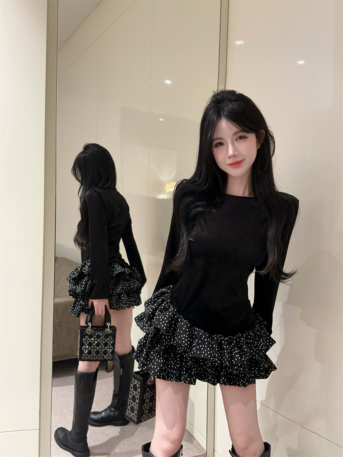 【dress】フランス風切り替えフリルワンピースG24434