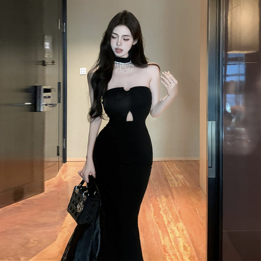 【dress】リボンホルターネックタイトワンピースG24436